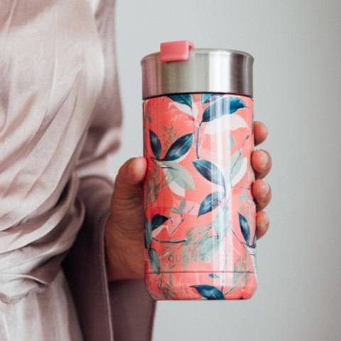 Quokka Boost Coffee Tumbler - Kubek termiczny ze stali nierdzewnej z zaparzaczem 400 ml (Exotic Pink)