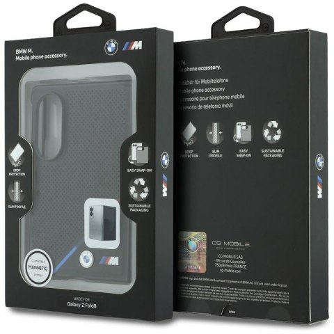BMW M Leather Perforated Tricolor Stripe Metal Logos MagSafe - Etui Samsung Galaxy Z Fold 8 (czarny)