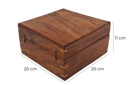 Duże Drewniane Pudełko Prezentowe 20x20x11cm - Elegancka Szkatułka z Wypraską - NSHBOX