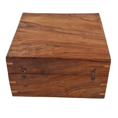 Duże Drewniane Pudełko Prezentowe 20x20x11cm - Elegancka Szkatułka z Wypraską - NSHBOX
