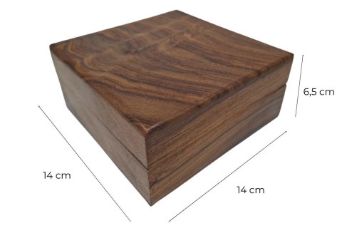 Eleganckie Drewniane Pudełko z wypraską 14x14x6,5 cm - SD16BOX