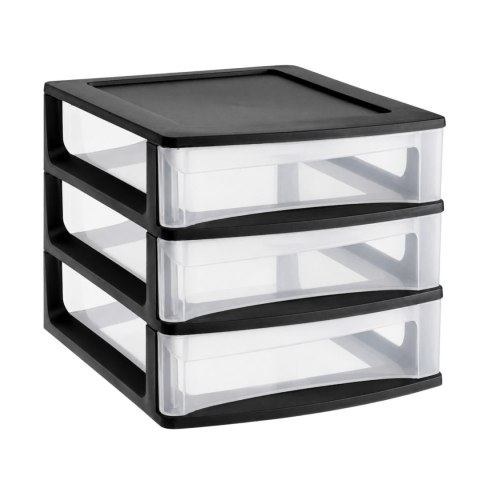 Organizer z szufladami 3A6 18x21,5x16,1 cm czarny z transparentnymi szufladami