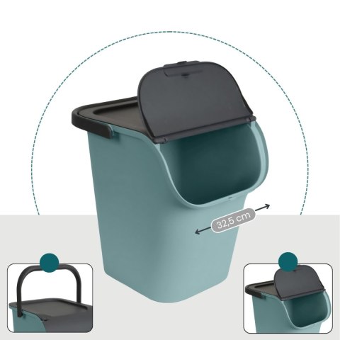 Pojemnik do segregacji 40L 32x16cm z pokrywą, eukaliptusowa zieleń/antracyt