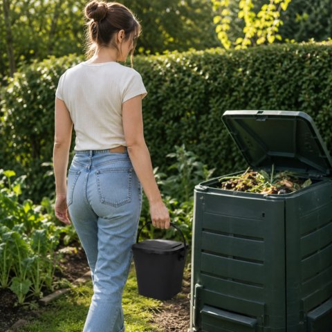 Pojemnik na odpady organiczne 6L szczelny z uchwytem, antracytowy
