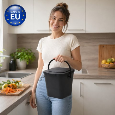 Pojemnik na odpady organiczne 6L szczelny z uchwytem, antracytowy