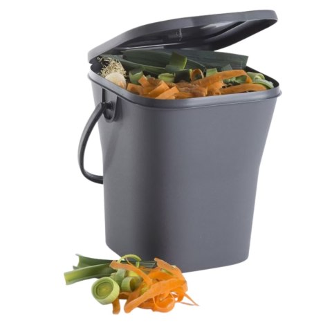 Pojemnik na odpady organiczne 6L szczelny z uchwytem, antracytowy