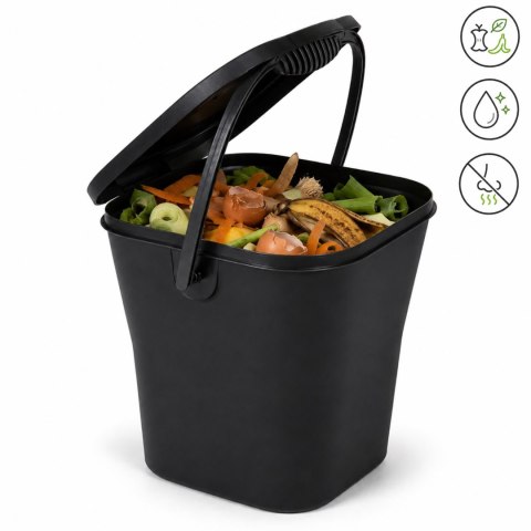 Pojemnik na odpady organiczne 6L szczelny z uchwytem, antracytowy