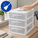 Szafka modułowa 3 szuflady A4, biała z transparentnymi frontami