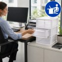 Szafka modułowa 3 szuflady A4, biała z transparentnymi frontami