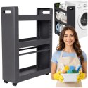 Szafka na kółkach 3 półki 60x22x79cm, antracytowa, z polipropylenu