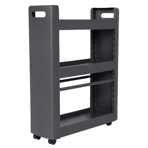 Szafka na kółkach 3 półki 60x22x79cm, antracytowa, z polipropylenu