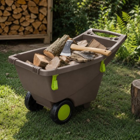 Taczka ogrodowa 140L z tworzywa z recyklingu 2 koła, z uchwytami, zielona