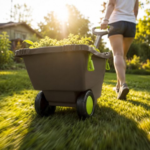 Taczka ogrodowa 140L z tworzywa z recyklingu 2 koła, z uchwytami, zielona