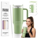 Termos próżniowy kubek z zestawem słomek 1180 ml Berdsen zielony