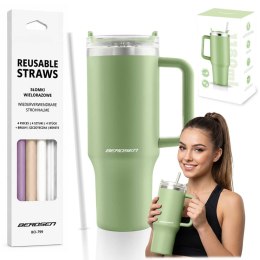 Termos próżniowy kubek z zestawem słomek 1180 ml Berdsen zielony