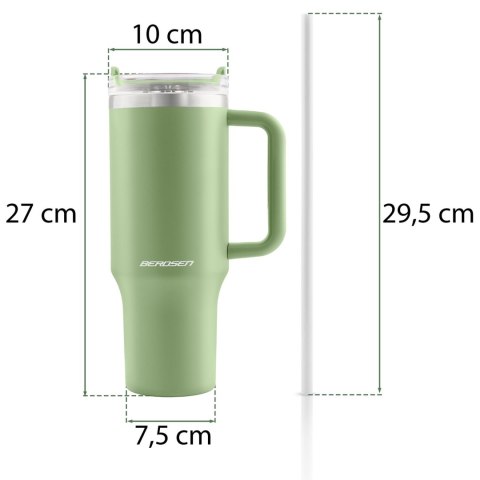 Termos próżniowy kubek z zestawem słomek 1180 ml Berdsen zielony