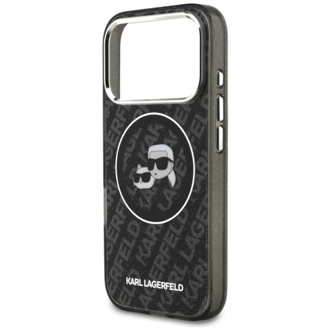 Karl Lagerfeld IML Glitter Karl & Choupette Heads Logo MagSafe - Etui iPhone 17 Pro (czarny)