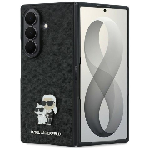 Karl Lagerfeld Saffiano Karl & Choupette Pin - Etui Samsung Galaxy Z Fold 8 Ultra (czarny)