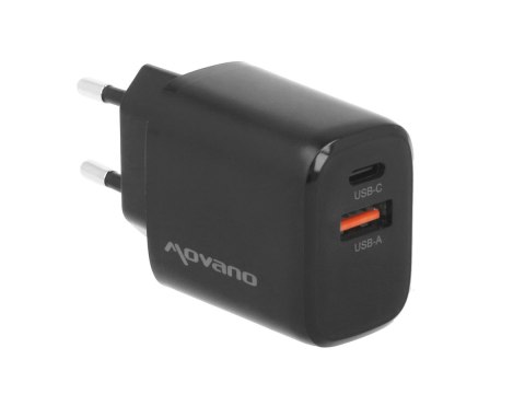 Ładowarka Movano GaN 20W USB-C PD + USB-A (black)