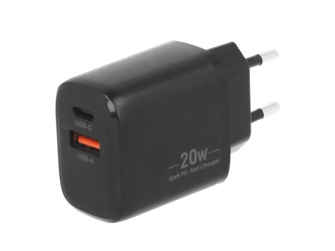 Ładowarka Movano GaN 20W USB-C PD + USB-A (black)