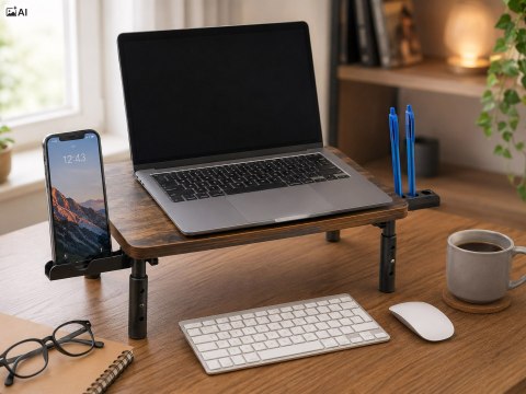 Podstawka pod monitor laptop Vast z uchwytami rustic