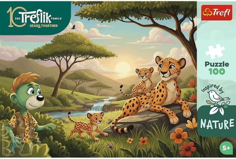 Trefl: Puzzle 100el. - Długi dzień jamnika Inspired By Nature - Gepardy