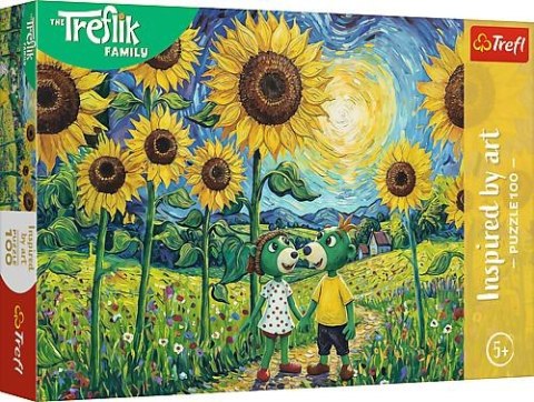Trefl: Puzzle 100el. - Spacer wśród słoneczników Rodzina Treflików