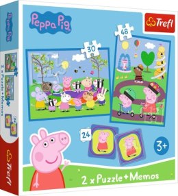 Trefl: Puzzle 2w1 - (30,48el.) + memos - Radosne chwile ze Świnką Peppą