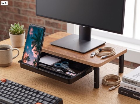 Podstawka z półką pod monitor laptop HAJNAN Gold Craft + szuflada