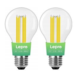Żarówka LED LEPRO 100094-WW-EU-2 E27 Filament 7,2W (100W) 1521lm 2700K klasa A 2 szt.