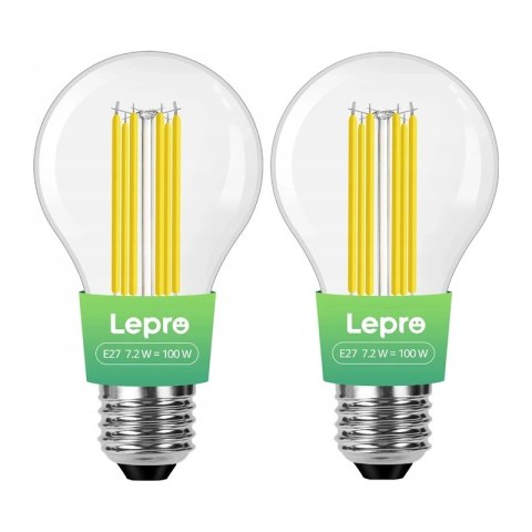 Żarówka LED LEPRO 100094-WW-EU-2 E27 Filament 7,2W (100W) 1521lm 2700K klasa A 2 szt.