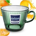 Duża Szklanka z Uchem do Kawy Herbaty Zielona Ryflowana 420 ml