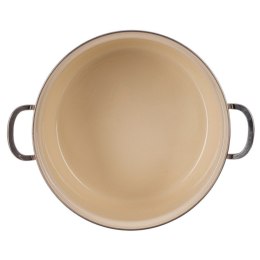 Garnek Emaliowany Kremowy w Kwiaty Maki 26 cm 5 L na Indukcję