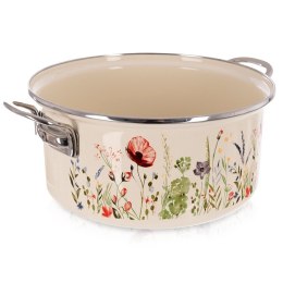 Garnek Emaliowany Retro Maki Kremowy z Uchwytami Indukcja 3,8 L 24 cm ORION