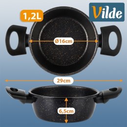 Garnek Granitowy Non-Stick do Gotowania Duszenia Czarny 1,2 L VILDE