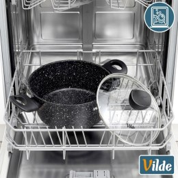 Garnek Granitowy z Pokrywką Indukcja Czarny 2,2 L 20 cm VILDE