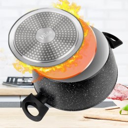 Garnek Granitowy z Pokrywką Indukcja Czarny 3,6 L 24 cm VILDE