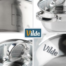 Garnek Stalowy z Pokrywką na Indukcję Miarka Inoxcellent 2,5 L 18 cm VILDE