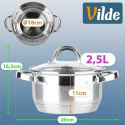 Garnek Stalowy z Pokrywką na Indukcję Miarka Inoxcellent 2,5 L 18 cm VILDE