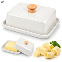 Maselniczka ceramiczna z pokrywką BURRO biała