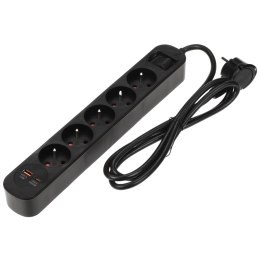 LISTWA ZASILAJĄCA PS-6/B/1.5M (5 GNIAZD + 2 USB) 1.5 m VIRONE