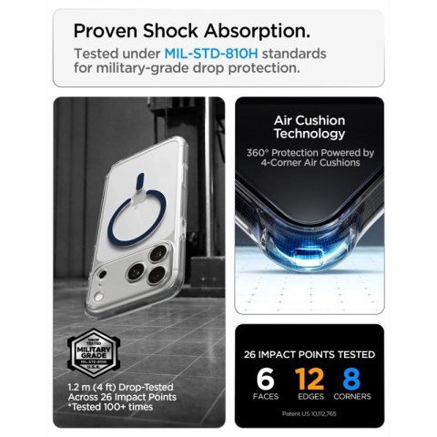 Spigen Ultra Hybrid Mag MagSafe - Etui do iPhone 18 Pro Max / 17 Pro Max (Clear/Deep Blue)