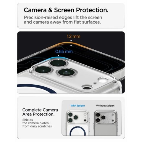 Spigen Ultra Hybrid Mag MagSafe - Etui do iPhone 18 Pro Max / 17 Pro Max (Clear/Deep Blue)