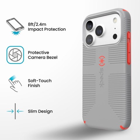 Speck Candyshell Grip MagSafe - Etui iPhone 18 Pro / 17 Pro (Overcast Grey)