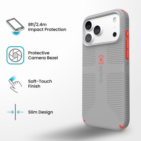 Speck Candyshell Grip MagSafe - Etui iPhone 18 Pro Max / 17 Pro Max (Overcast Grey)