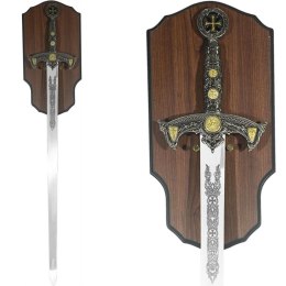 Miecz Templariuszy Replika na Drewnianym WieszakuTablo do Zawieszenia na ścianie - SW-121