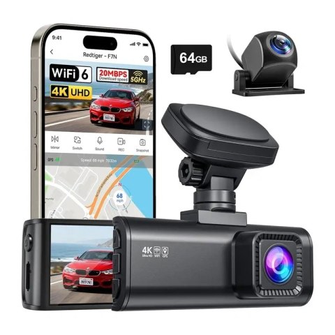 Wideorejestrator REDTIGER F7N WiFi 4K + 1080p