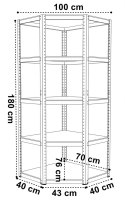 Regał magazynowy narożny 5 poziomów 875 kg 180x70x40 cm czarny