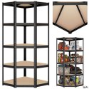 Regał magazynowy narożny 5 poziomów 875 kg 180x70x40 cm czarny