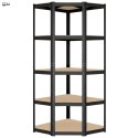 Regał magazynowy narożny 5 poziomów 875 kg 180x70x40 cm czarny